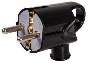 Вилка побутова e.plug.angle.006.16,з з/к, 16А, кутова, чорна, з ручкою E.NEXT (s9100047) s9100047 фото