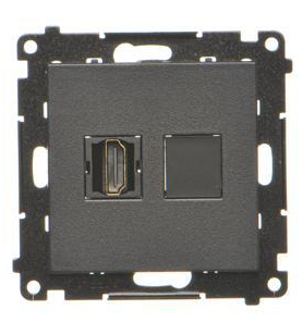 Розетка SIMON55 одинарна HDMI чорний мат (TGHDMI.01/149) TGHDMI.01/149 фото