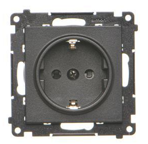 Розетка SIMON55 одинарна Schuko з захистом чорний мат (TGSZ1CZ.01/149) TGSZ1CZ.01/149 фото